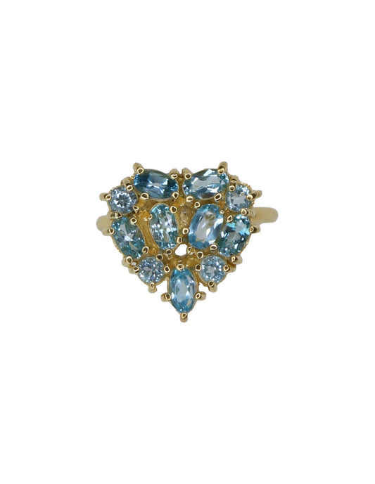 Anillo Mini Corazón Topacio Azul