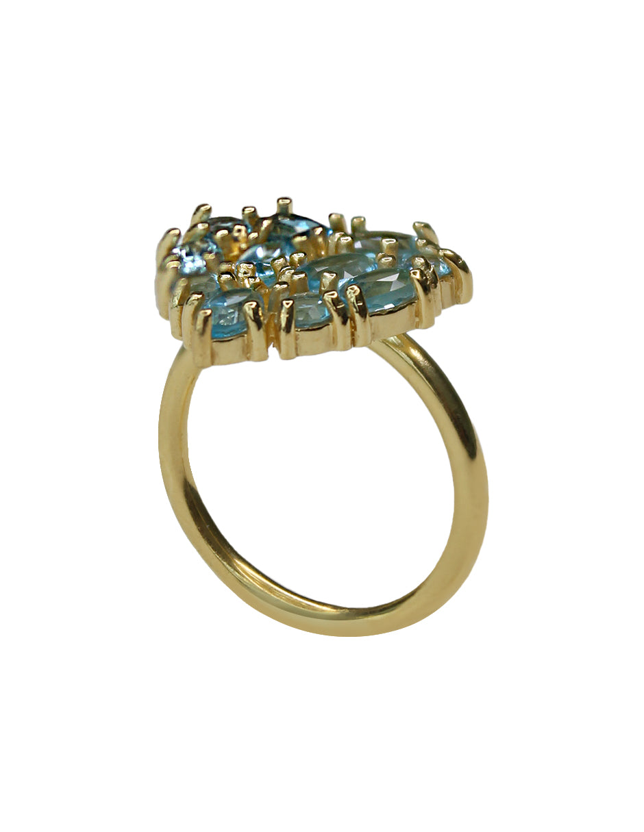 Anillo Mini Corazón Topacio Azul