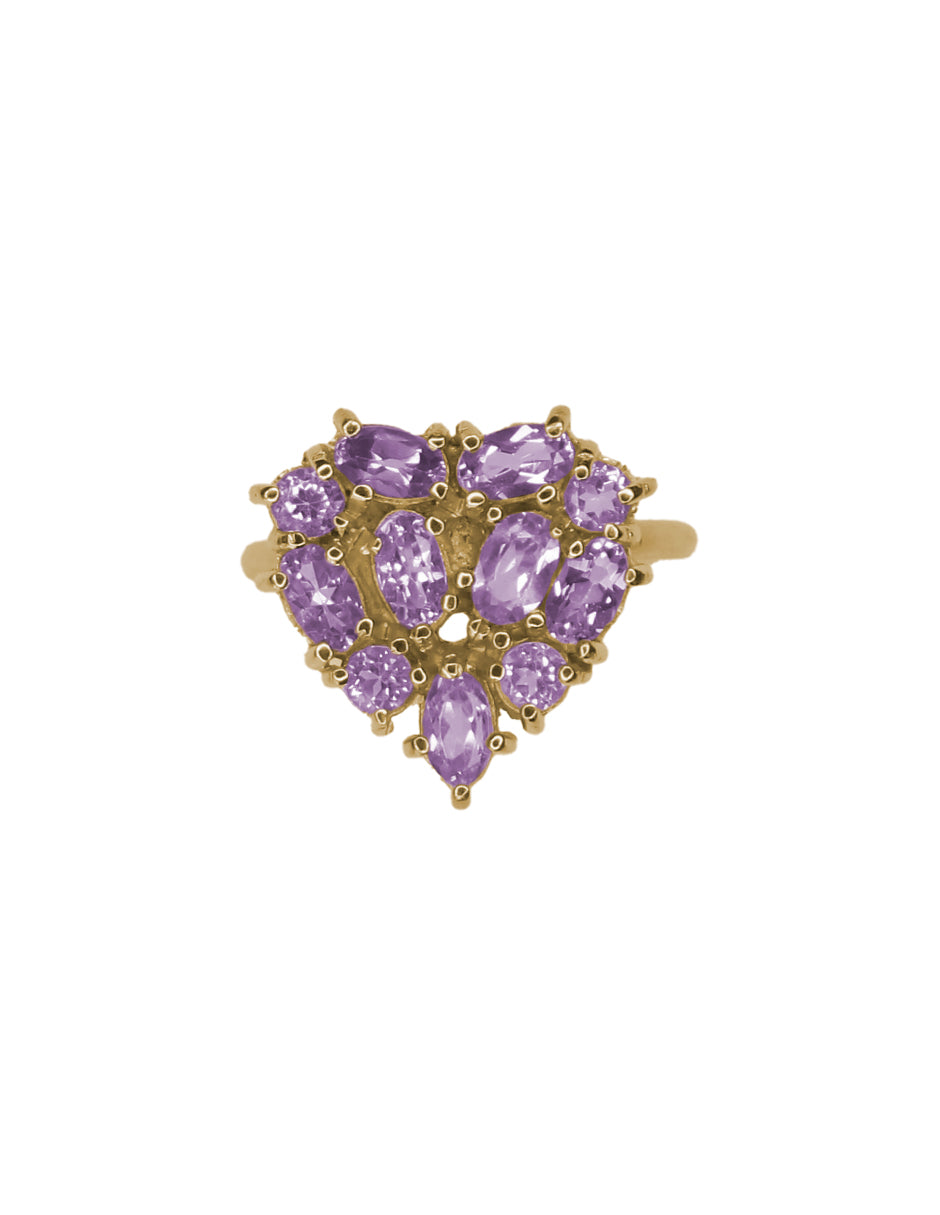 Anillo Mini Corazón Amatista