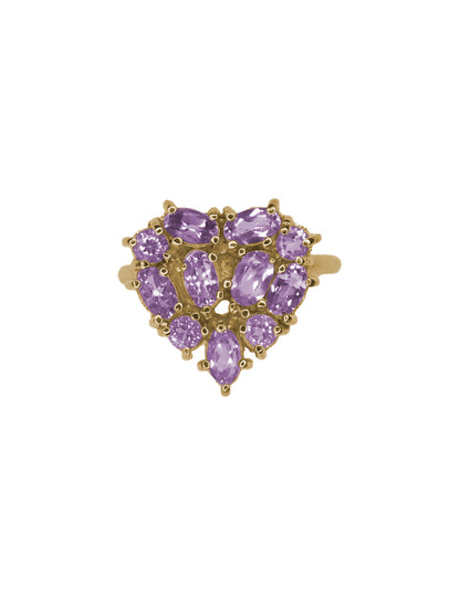 Anillo Mini Corazón Amatista plata Sancjewelry