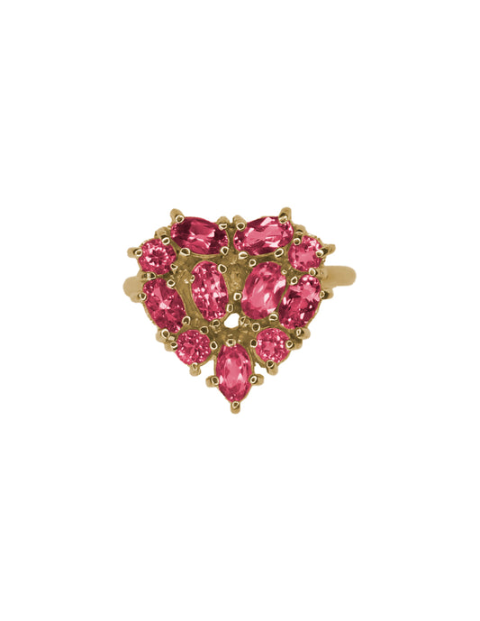 Anillo Mini Corazón Rodolita