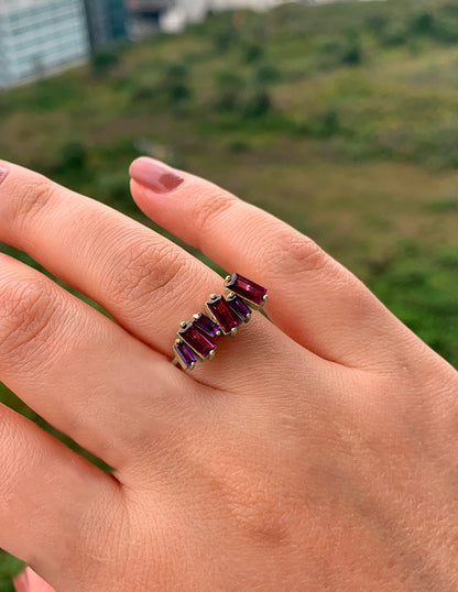 Anillo Baguette piedras naturales Sancjewelry