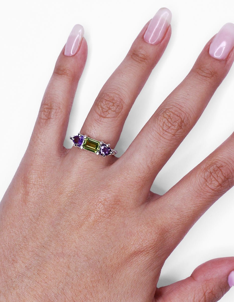 Anillo Clara Amatista y Peridoto Sancjewelry