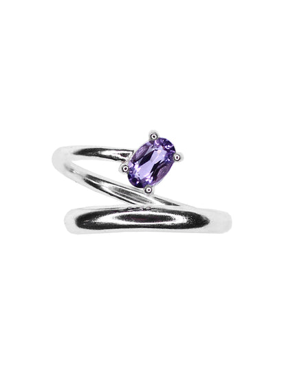 Anillo Espiral amatista plata Sancjewelry