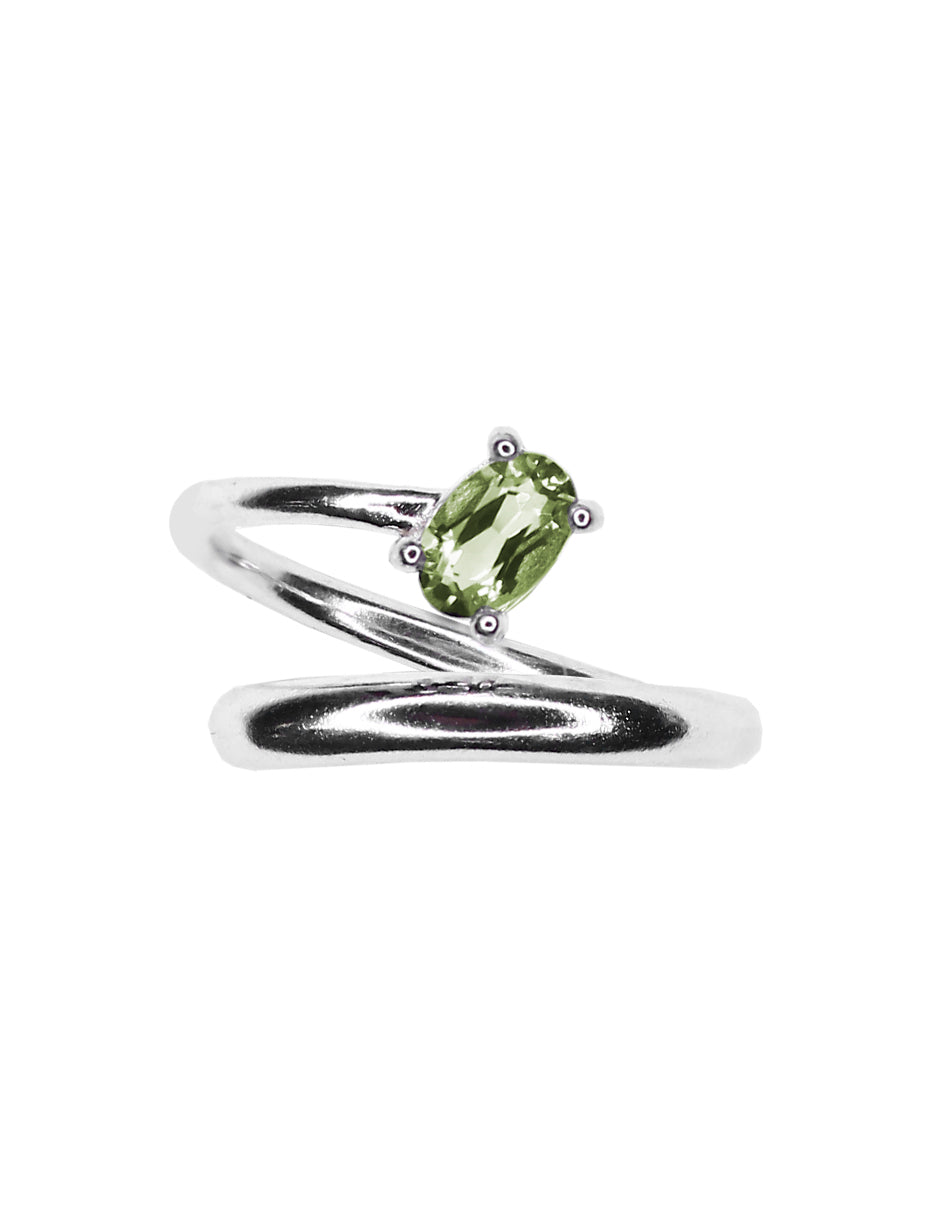 Anillo espiral peridoto plata Sancjewelry
