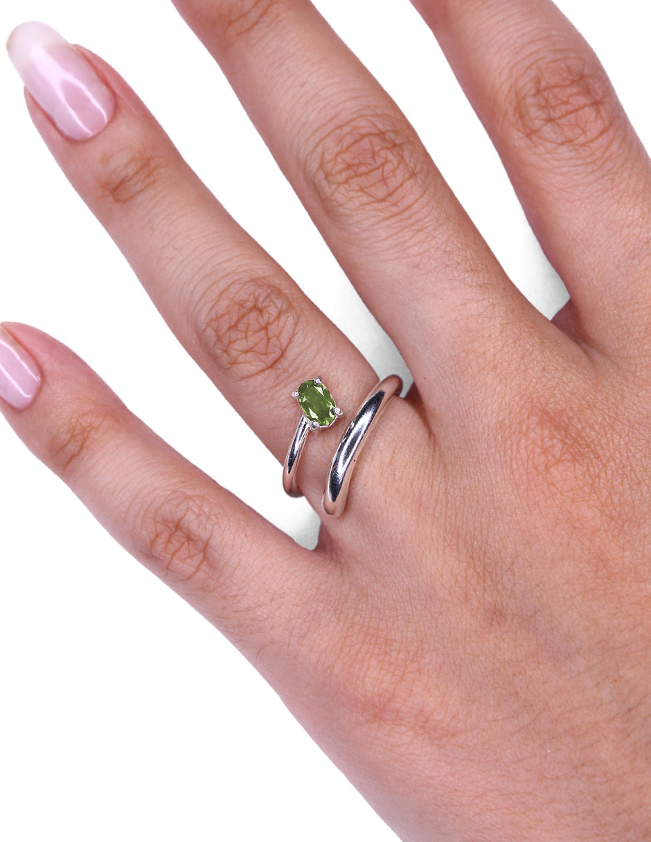 Anillo Espiral peridoto plata Sancjewelry