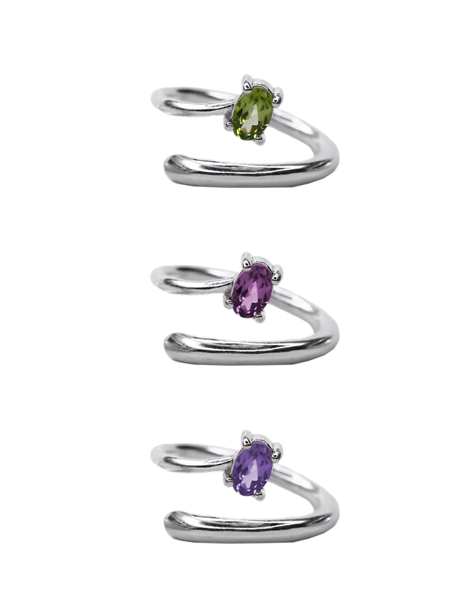 Anillo Espiral piedras naturales plata Sancjewelry