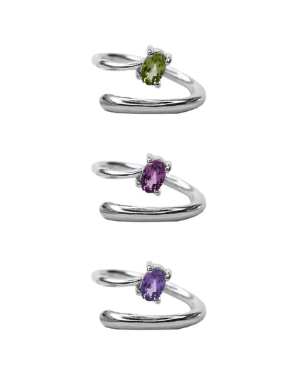Anillo Espiral piedras naturales plata Sancjewelry