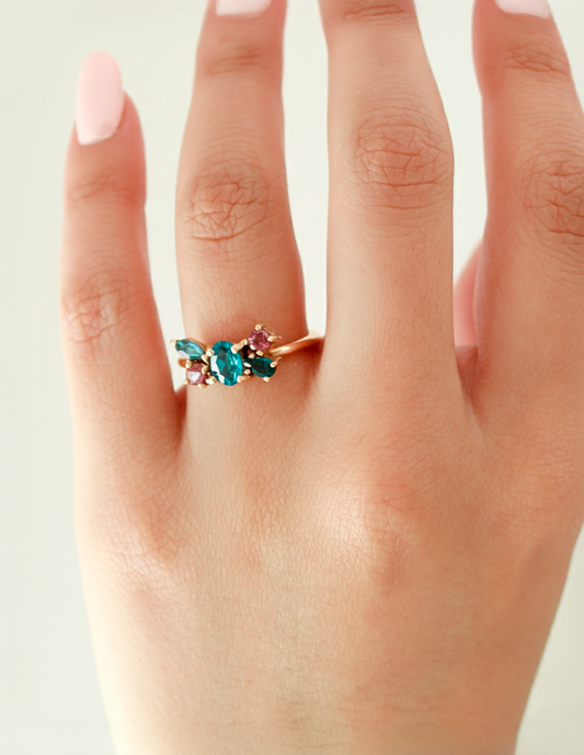 Anillo Isadora Topacio Azul Oro Sancjewelry