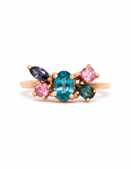 Anillo Isadora Topacio Azul Oro Sancjewelry