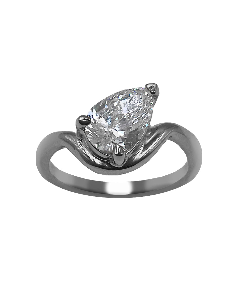 Anillo Compromiso Onda Pera