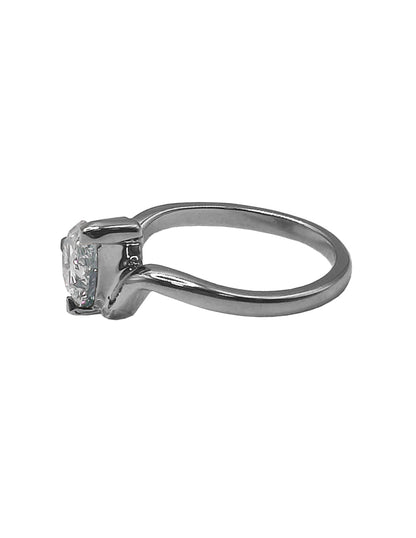 Anillo Compromiso Onda Pera oro blanco Sancjewelry