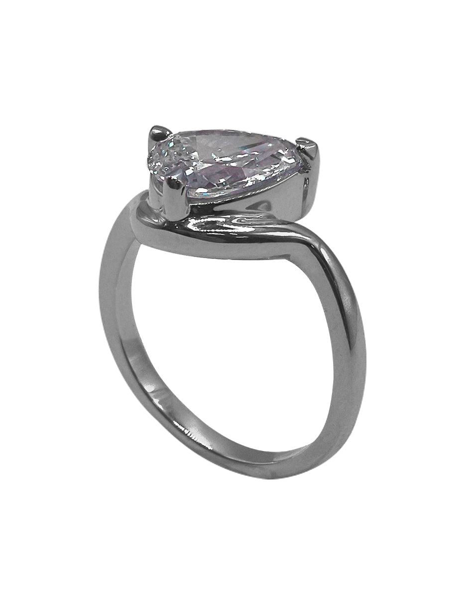 Anillo Compromiso Onda Pera Oro blanco Sancjewelry