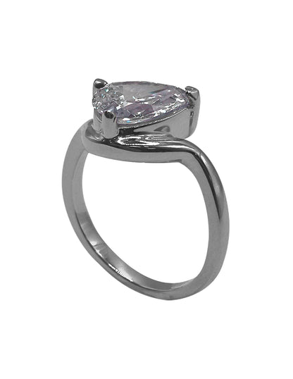 Anillo Compromiso Onda Pera Oro blanco Sancjewelry