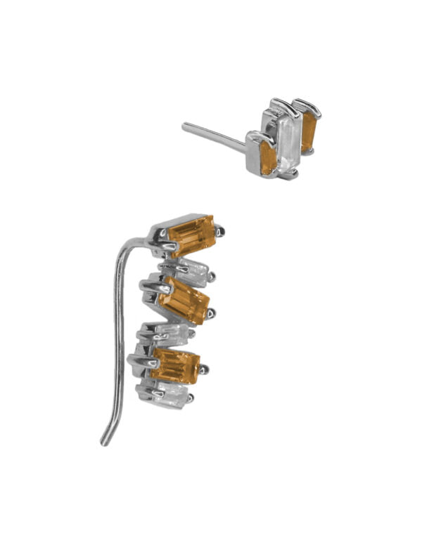Aretes Climber Citrino y Topacio Blanco