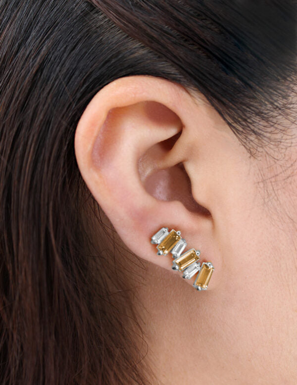 Aretes Climber Citrino y Topacio Blanco