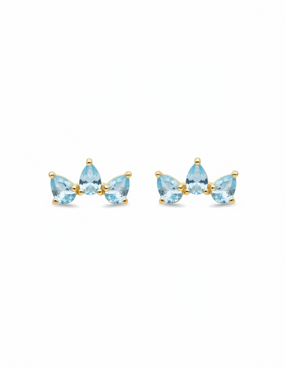 Aretes Gotas Topacio Azul