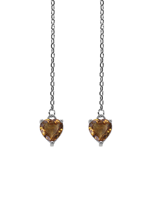 Aretes Cadena Corazón Citrino
