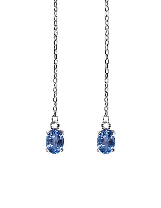 Aretes Cadena Oval Topacio Azul