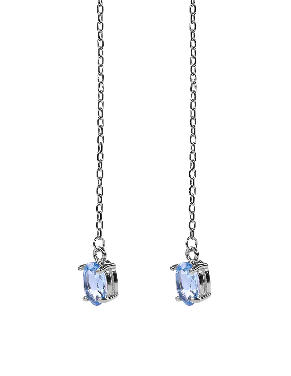 Aretes Cadena Oval Topacio Azul