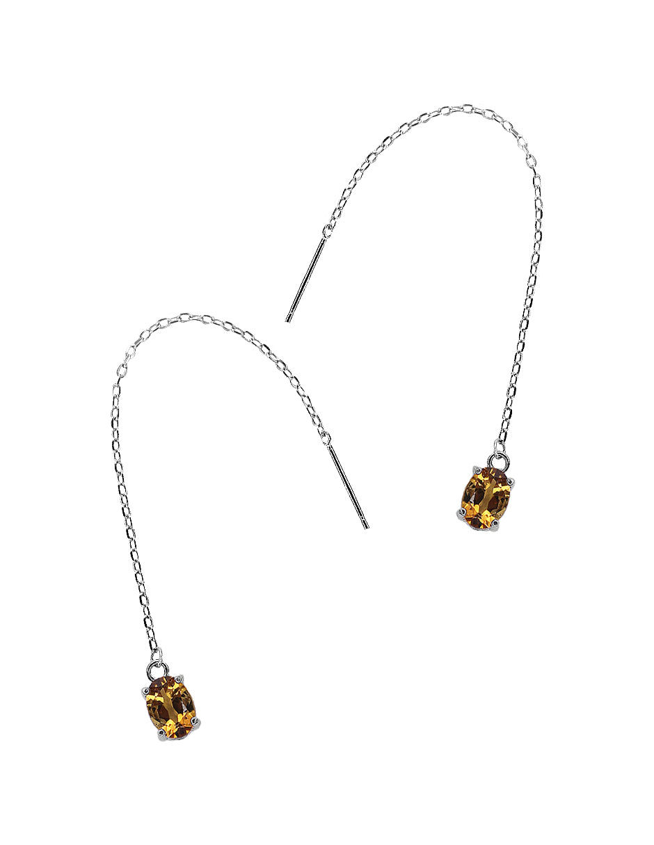 Aretes Cadena Oval Citrino
