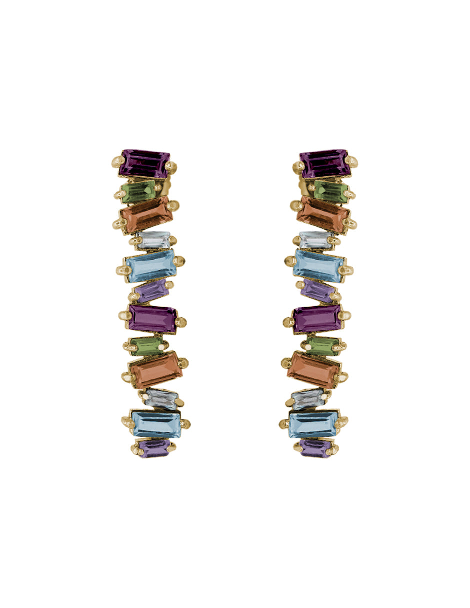 Aretes Largos Baguette Rainbow