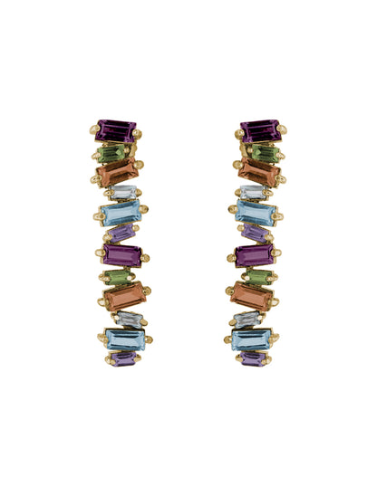 Aretes Largos Baguette Rainbow