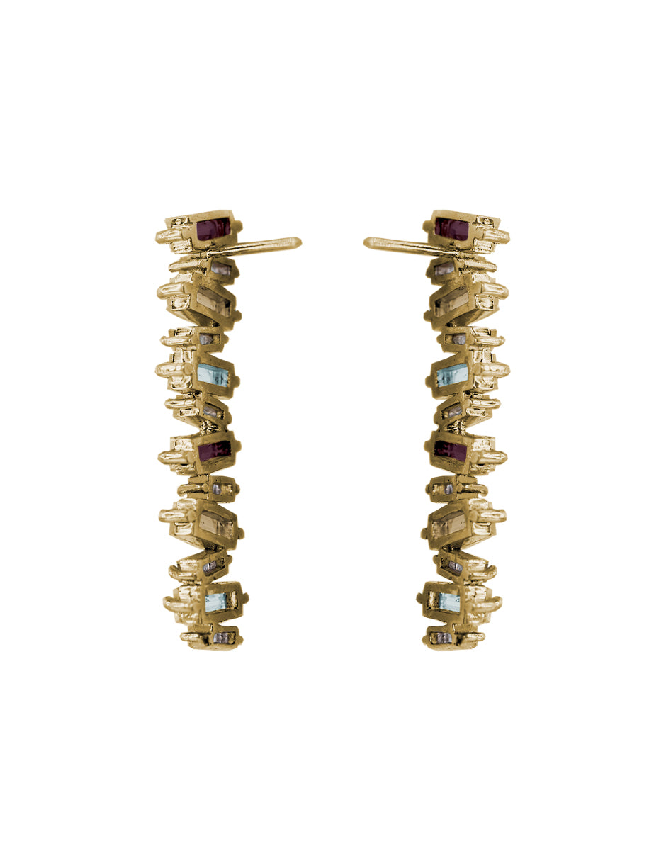 Aretes Largos Baguette Rainbow