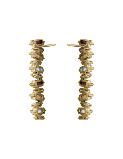 Aretes Largos Baguette Rainbow