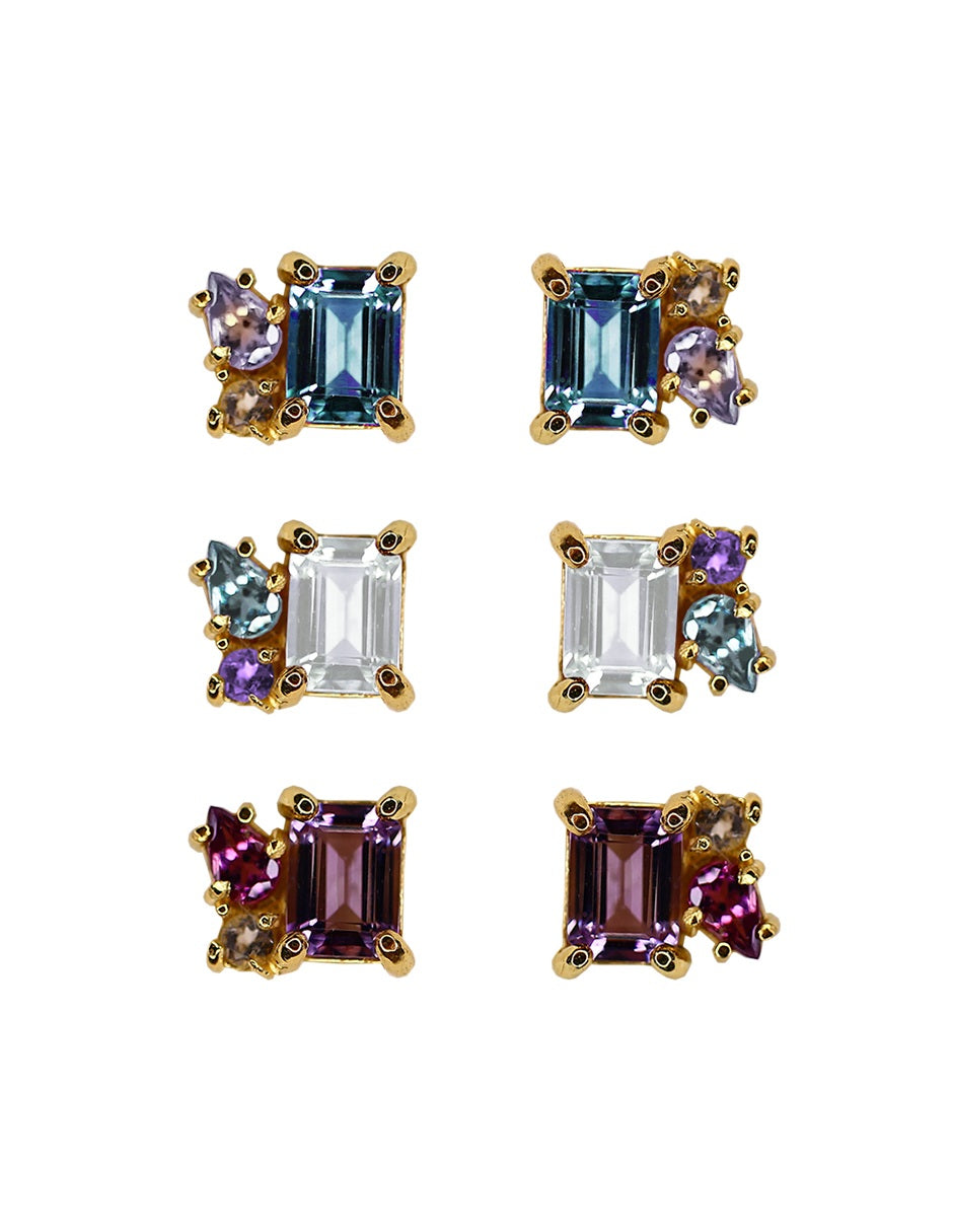 Aretes Ara de plata con piedras naturales Sancjewelry