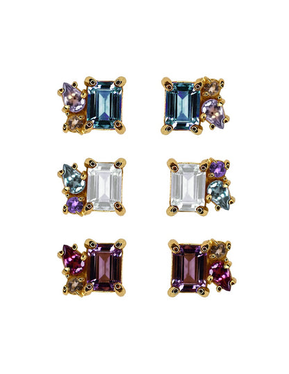 Aretes Ara de plata con piedras naturales Sancjewelry