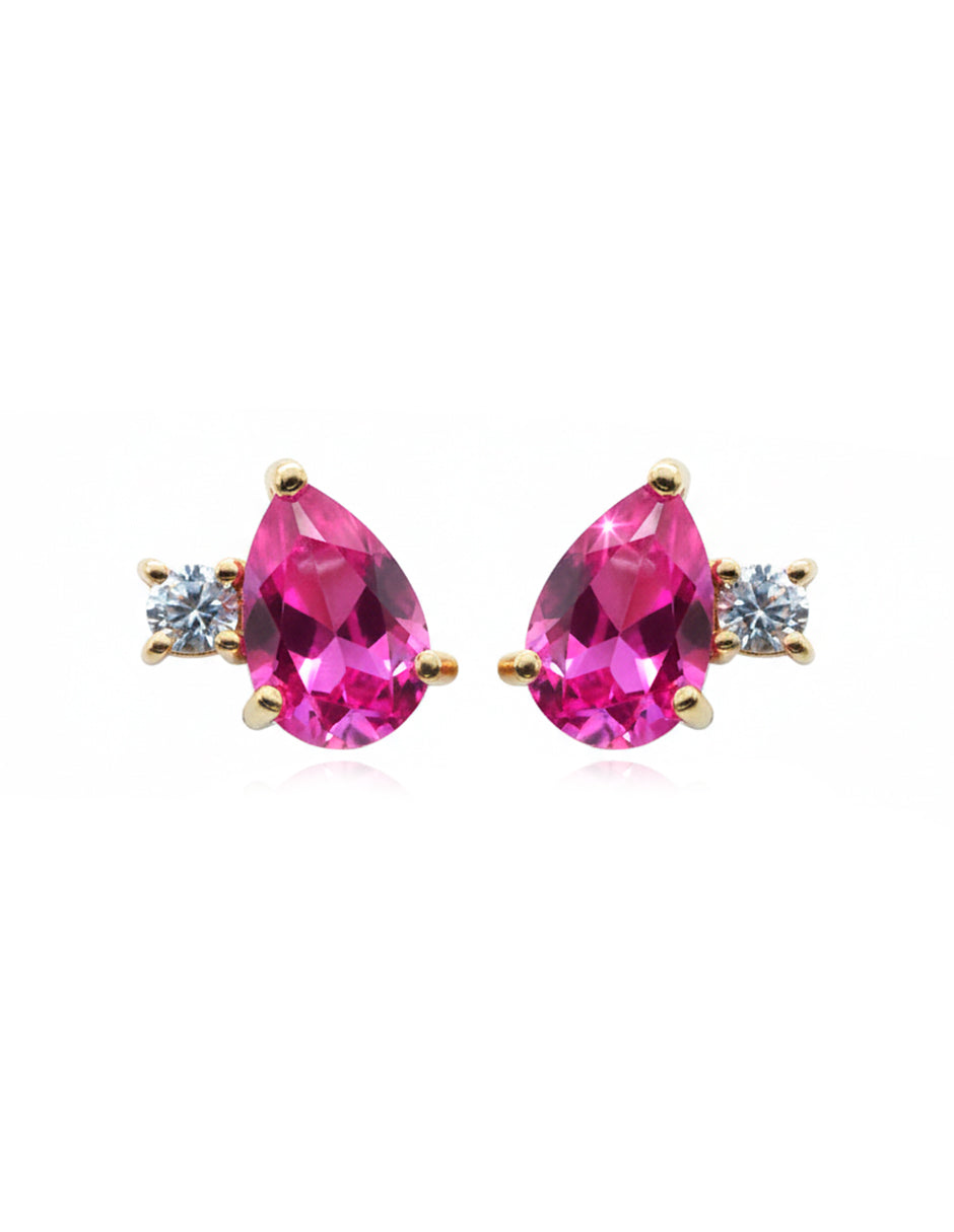 Aretes Beka oro sólido con Zafiros Rosas Sanc Jewelry