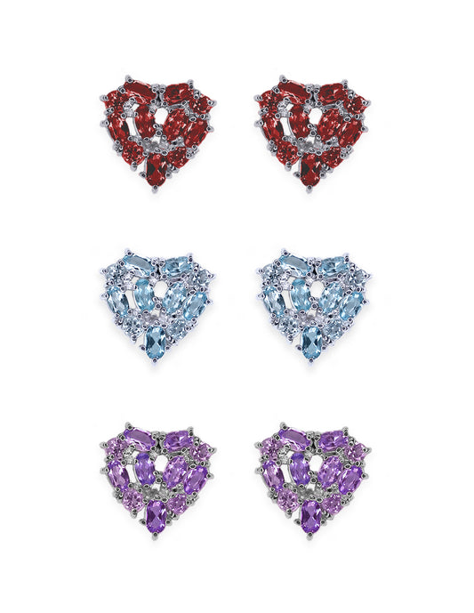 Aretes Corazón piedras naturales