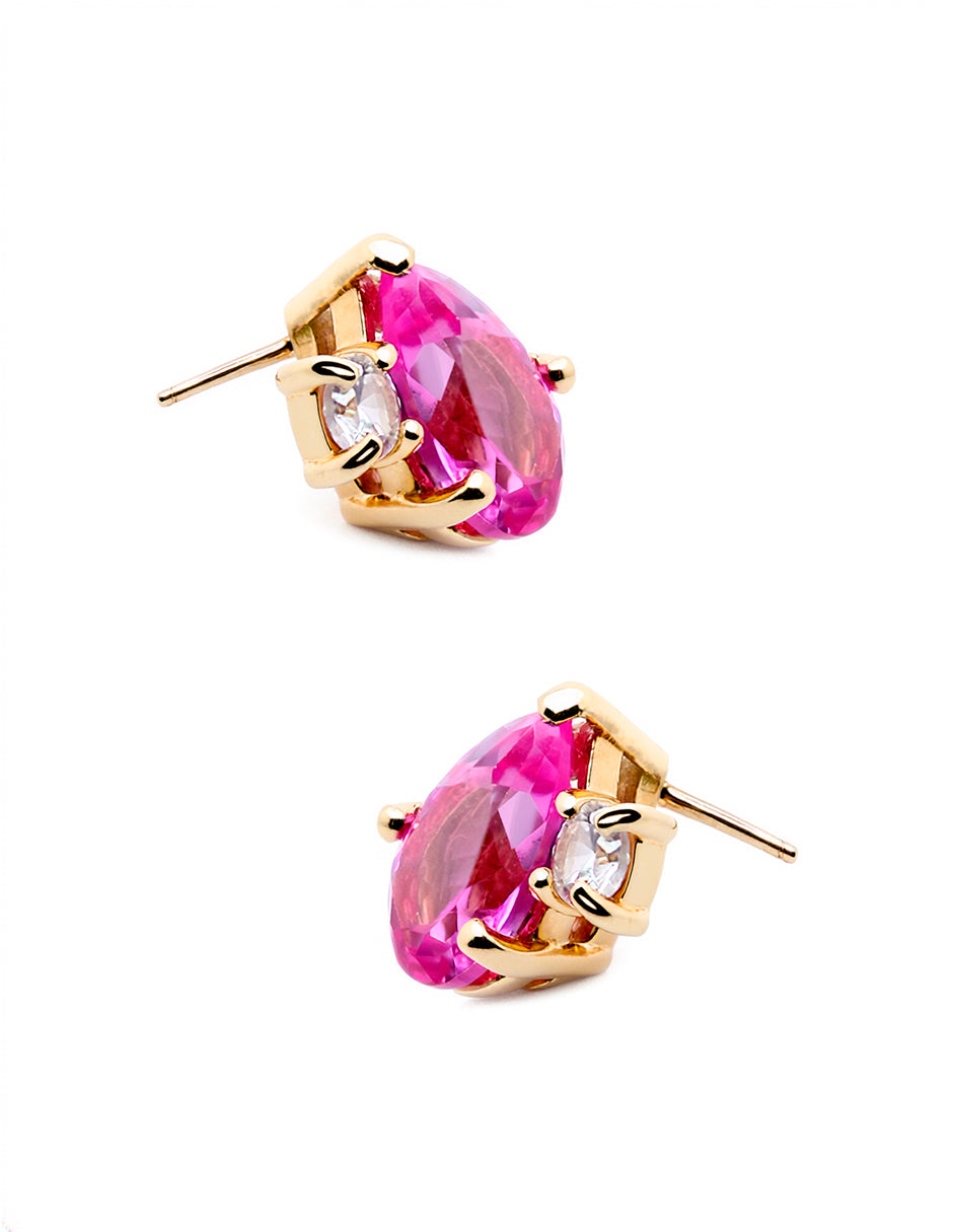 Aretes Beka de oro sólido con zafiros rosas Sanc Jewelry