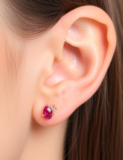 Aretes Beka de oro sólido con Zafiros rosas Sancjewelry