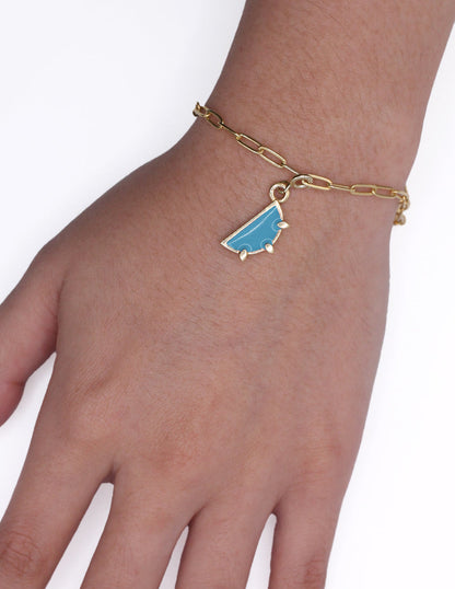 Charm oblea con broche turquesa plata Sancjewelry