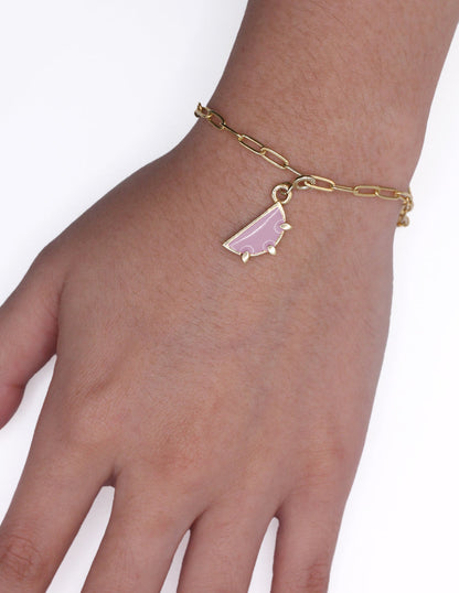 Charm oblea con broche lila plata Sancjewelry