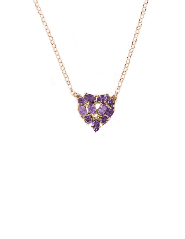 Collar Mini Corazón Amatistas