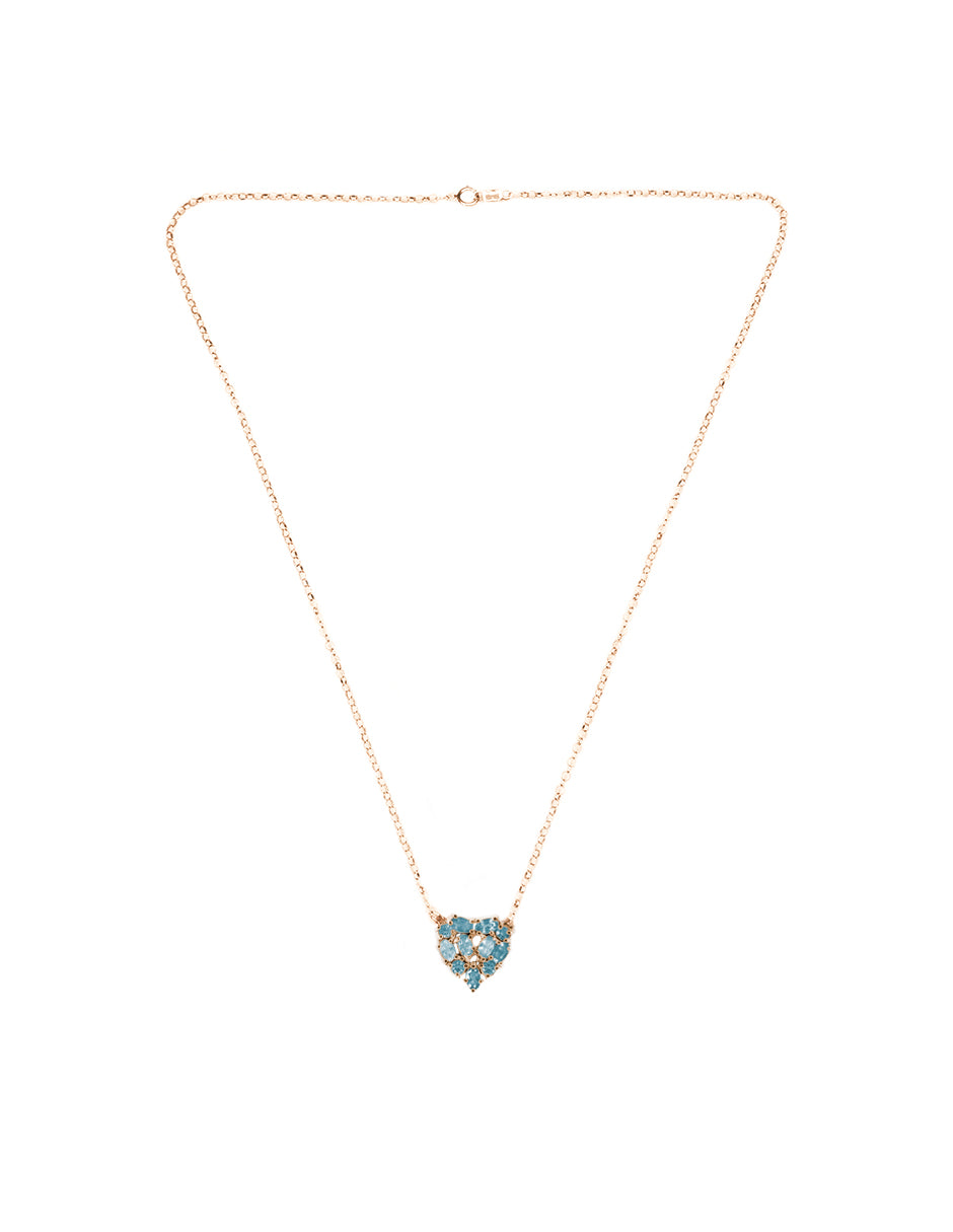 Collar Mini Corazón Topacio Azul