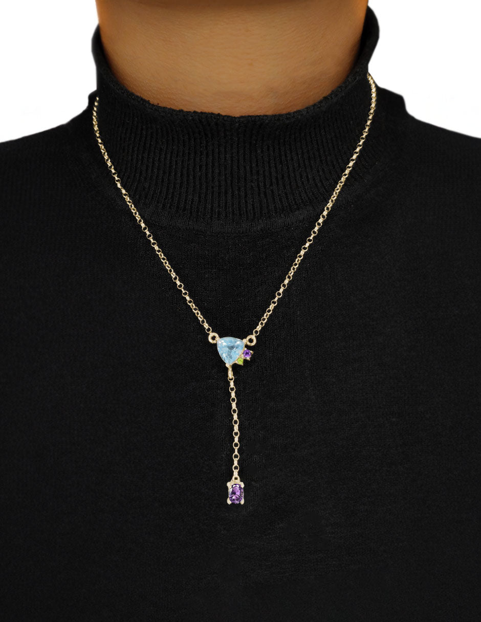 Collar Eli Topacio Azul y Amatista