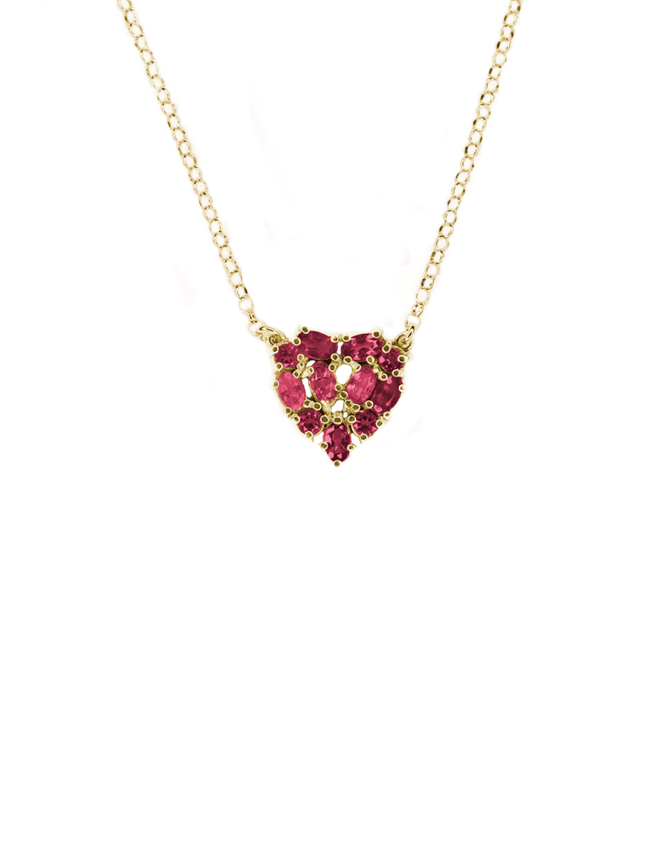 Collar Mini Corazón Rodolitas