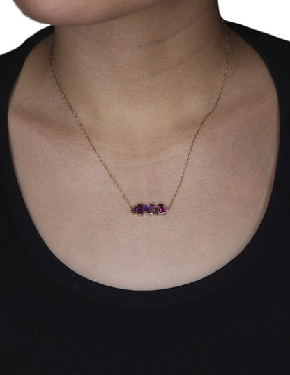 Collar Baguette Oro Amatista y Rodolita Sancjewelry
