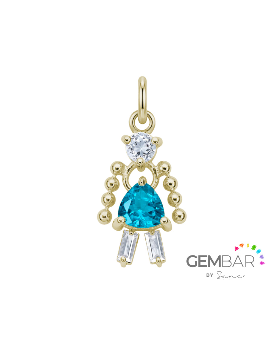 Dije Niña Plata con baño de oro 14k amarillo  [Personalizado] Sancjewelry