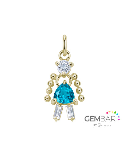 Dije Niña Plata con baño de oro 14k amarillo  [Personalizado] Sancjewelry