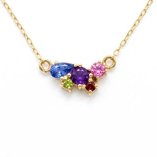 Collar Redonda de oro 14K con piedras naturales de colores Sanc Jewelry