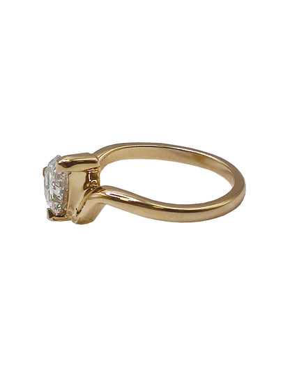 Anillo Compromiso Onda Pera Oro Amarillo Sancjewelry