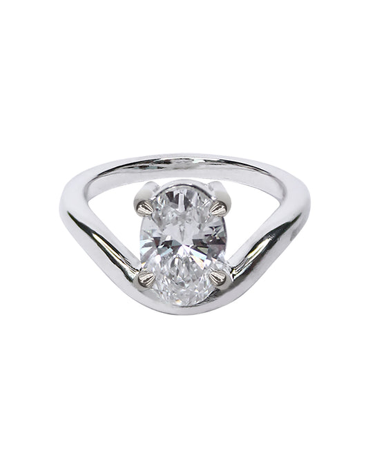 Anillo Compromiso Onda Oval Vertical