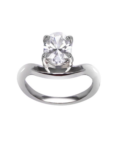 Anillo Compromiso Onda Oval Oro blanco Sancjewelry