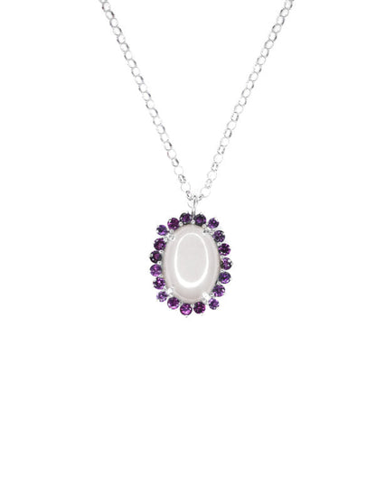 Collar Raquel piedras naturales calcedonia blanca y amatisas Sancjewelry