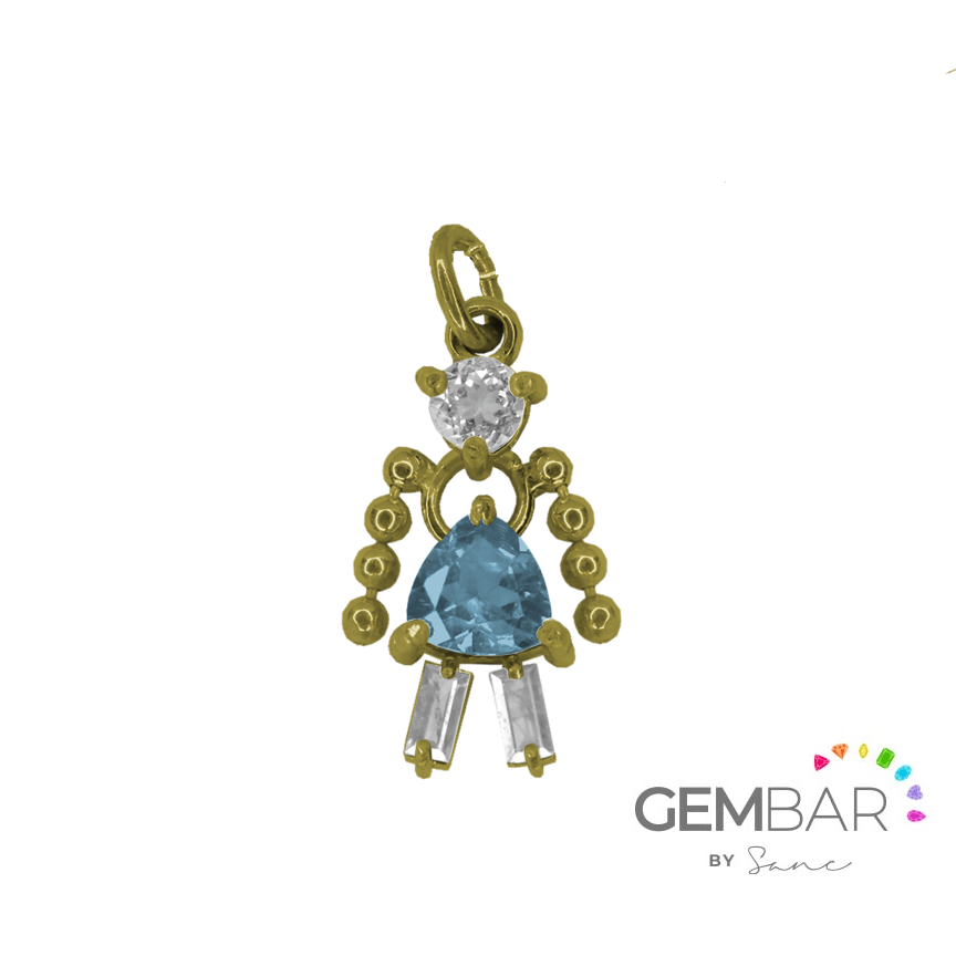 Dije Niña Plata con baño de oro 14k amarillo  [Personalizado] Sancjewelry
